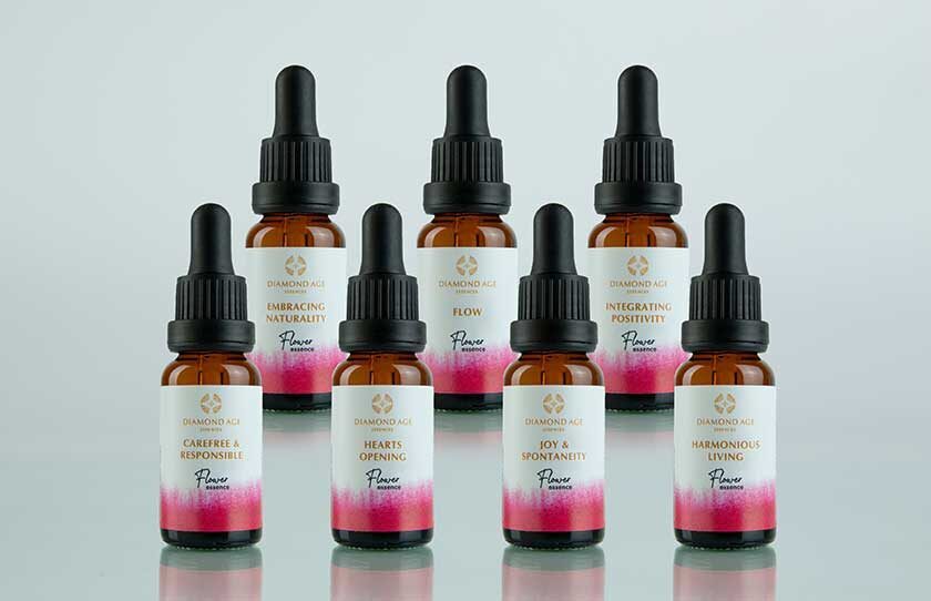 A flower essences kit of 7 diamond age flower essences called happiness and positivity which helps us to be free from sadness and bring happiness and joy into our life